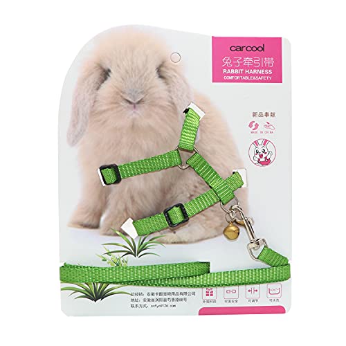Kaninchen-Geschirr mit Leine, verstellbar, weiches Nylon, für alle Jahreszeiten, für kleine Tiere (grün) von Hypeety