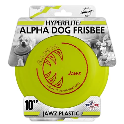 Hyperflite Alpha Jawz Dog Disc 10 (225g) | Ultimative hochfliegende Scheibe für große Hunde | Offizielle Skyhoundz Disc für Training, Apportieren & Spiele | langlebig | pannensicher | blendfrei - Gelb von Hyperflite