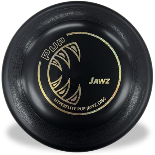 Hyperflite Pup Jawz Hunde-Fliegenscheibe • Weltweit härteste Hundewettbewerbszugelassene Fliegenscheibe • Beste Wettkampf-Fliegenscheibe Spielzeug für Haustiere • Pannensicher • 17,8 cm • Schwarz von Hyperflite