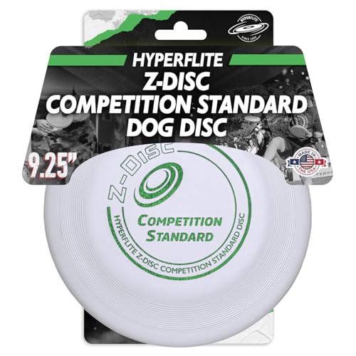 Hyperflite Z-Disc Wettkampf-Standard-Hundescheibe für Hunde (23,6 cm), Scheibenspielzeug für draußen, X-Flash-Ultra-Long-Flights, hergestellt in den USA, Champions Standard-Kunststoff, 110 g, Weiß von Hyperflite