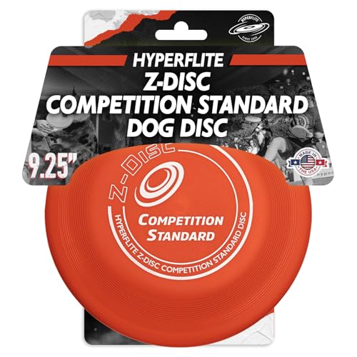 Hyperflite Z-Disc Wettkampf-Standard-Hundescheibe für Hunde (23,6 cm), Scheibenspielzeug für draußen, X-Flash-Ultra-Long-Flights, hergestellt in den USA, Champions Standard-Kunststoff, 110 g, Rot von Hyperflite