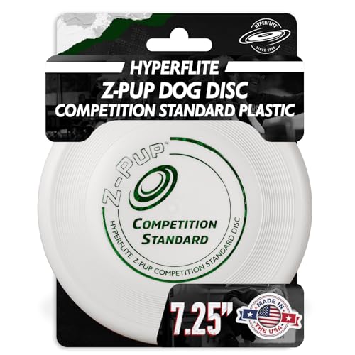 Hyperflite Z-Pup Wettkampf-Standard-Hundescheibe, 18,4 cm (77 g), Pro-Grade-Fliegenscheibe für Hunde, offizielle Wettkampfscheibe für Training, leicht, schwimmt, griffiges Design, blendfrei, Weiß von Hyperflite