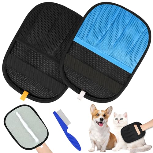 Hysagtek Tierhaarentfernungshandschuhe – 2 statische Fellpflegehandschuhe für Hunde und Katzen, doppelseitiges Tierhaarentfernungswerkzeug, wiederverwendbare Tierhaarentferner-Handschuhe für Kleidung von Hysagtek