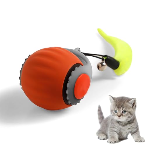 Hyunlai Interaktives Katzenspielzeug, intelligenter automatischer rollender Haustierball, selbstbewegliches elektrisches Katzenspielzeug, aktiver Rollball mit Schwanz für Katzen, Katzenspielzeug von Hyunlai