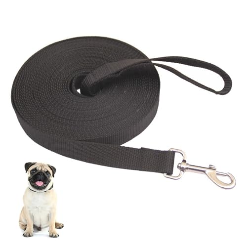 5m Hundeleine, Robuste Wetterfeste Hundeleine Schwarz Schleppleine für Hunde Lang Hundeleine Trainingsleine mit Handschlaufe für Kleine, Mittlere Große Hunde Training, Spaziergänge von Hyxodjy
