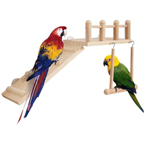 HyzaPhix 3 Stuck Papagei Schaukel, Kiefernholz Papagei Spielzeug, Vogelkäfig Schaukel für Alle Arten von Papageien, Ziervögeln, Hamstern und Anderen Kleinen Haustieren von HyzaPhix