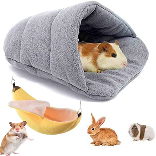 Meerschweinchen-Bett-Set mit Rattenhängematte, weich, warm, Hamsterbett, Höhle, Nest für Kleintiere, Chinchilla, Igel, Frettchen, Hasen, 2 Stück von HzNzYHD