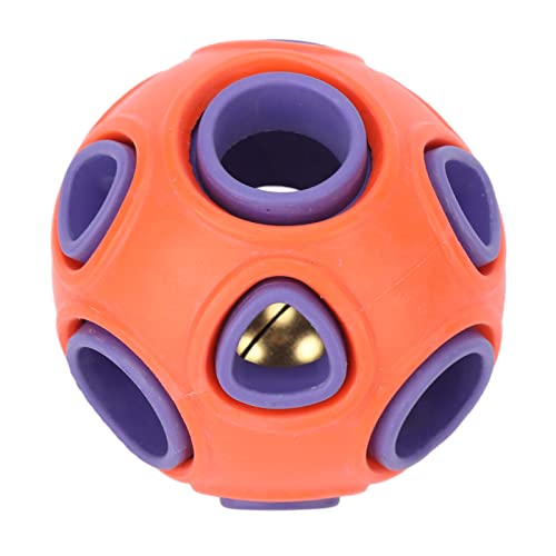Hztyyier Hundefutterspender Ball, Kauball für Hunde mit Lauter und Hohler Sprungfähigkeit mit Glockenton für Hunde (Orange und Lila) von Hztyyier