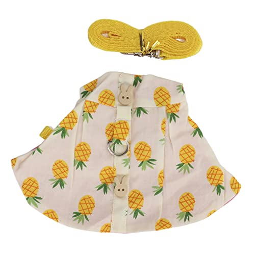 Hztyyier Pet Bunny Dress, Dog Dress Harness and Leash Set Kaninchen Kleidung für Bunny Meerschweinchen Harness Weste und Leine für Kaninchen(Gelbe Ananas) von Hztyyier