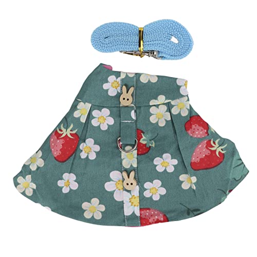 Pet Bunny Dress, Dog Dress Harness and Leash Set Kaninchen Kleidung für Bunny Meerschweinchen Harness Weste und Leine für Kaninchen (Grüne Erdbeere) von Hztyyier