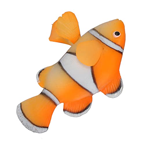 Künstlicher Schwimmender Clownfisch aus Silikon, Harmloser Schwimmender Clownfisch Im Aquarium mit Leuchtendem Effekt für das Büro (Orange) von Hztyyier