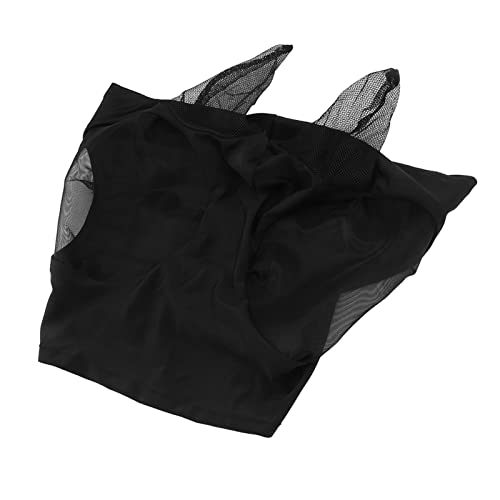 Pferde-Gesichtsmaske mit Ohren, Fliegen-Kopfbedeckung, Elastizität, Reitsport, für Atmungsaktivität (Schwarz) von Hztyyier