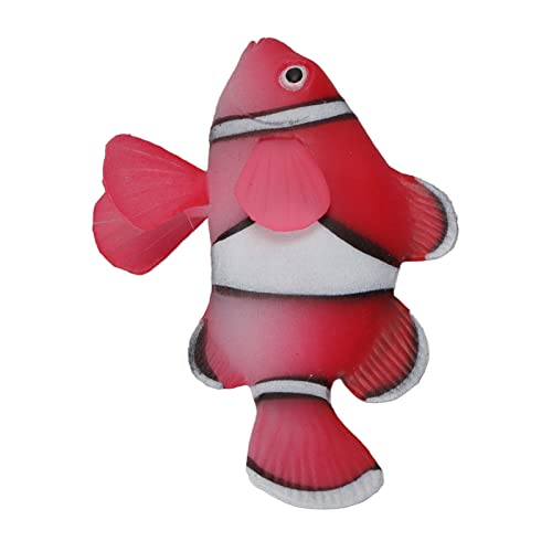 Schwimmende Clownfisch-Dekoration für Aquarien, Realistischer Leuchteffekt, Aquarium-Dekoration, Harmloses Silikon, Künstlicher Schwimmender Clownfisch für den Unterwassergebrauch zu Hause (Rot) von Hztyyier