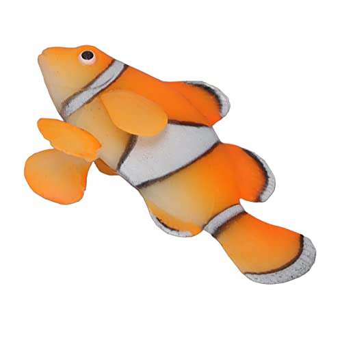 Schwimmende Clownfisch-Dekoration für Aquarien, Realistischer Leuchteffekt, Aquarium-Dekoration, Harmloses Silikon, Künstlicher Schwimmender Clownfisch für den Unterwassergebrauch zu Hause (Orange) von Hztyyier