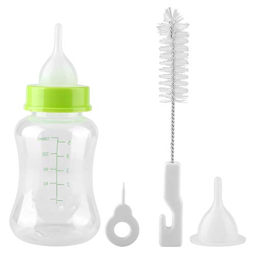 Hztyyier Transparente Silikonmilchflasche, langlebige Milchflasche Hochwertiges Silikonmaterial mit Flaschenbürste für Haustierhundekatze von Hztyyier