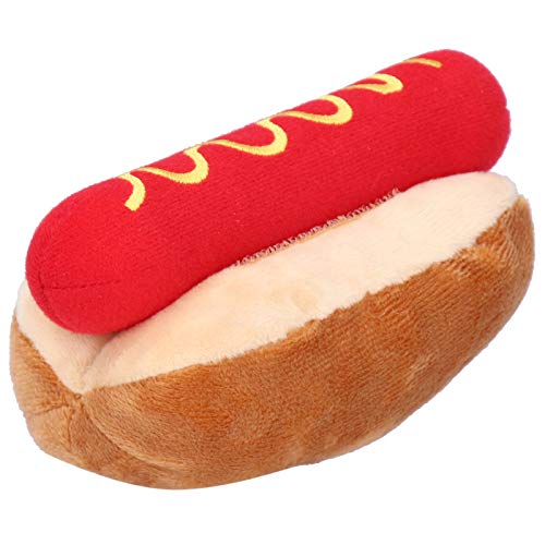 Weicher Hund Kauspielzeug Hot Dog Form Abnehmbarer Sound Exquisite Puppe Essen Form Stofftier für Katzen Hunde von Hztyyier