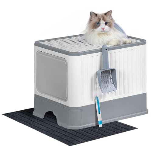 Hzuaneri Faltbare Katzentoilette mit Schublade und Deckel, Katzenklo mit Ausziehbares Tablett, Schaufel, Bürste, Geräumig für Katzen bis zu 15 kg, weniger Spuren, Auslaufsicherer Boden LB81400G Hzuaneri Faltbare Katzentoilette mit Schublade und Deckel, Katzenklo mit Ausziehbares Tablett, Schaufel, Bürste, Geräumig für Katzen bis zu 15 kg, weniger Spuren, Auslaufsicherer Boden LB81400G von Hzuaneri