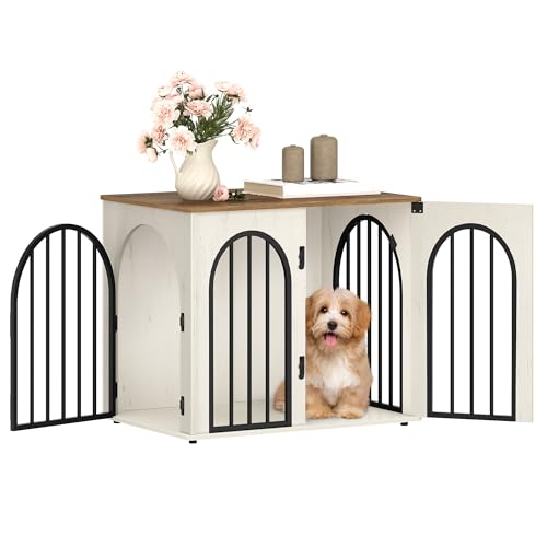 Hzuaneri Hundekäfig Möbel, 68cm Hundebox für Zuhause, 3 Türen, Bogentür, Moderne Hundebox Indoor für Hunde, Beistelltisch, Hundekäfig Hochbelastbar, 48 x 68 x 56 cm, Weiß Braun DFC85514B Hzuaneri Hundekäfig Möbel, 68cm Hundebox für Zuhause, 3 Türen, Bogentür, Moderne Hundebox Indoor für Hunde, Beistelltisch, Hundekäfig Hochbelastbar, 48 x 68 x 56 cm, Weiß Braun DFC85514B von Hzuaneri