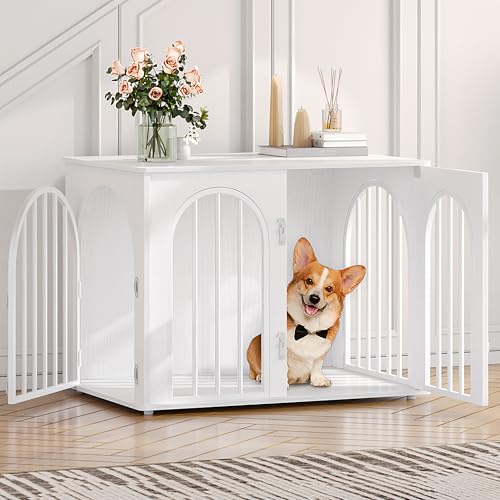 Hzuaneri Hundekäfig Möbel, 80cm Hundebox für Zuhause, 3 Türen, Bogentür, Moderne Hundebox Indoor für Hunde, Beistelltisch, Hundekäfig Hochbelastbar, 56 x 80 x 61 cm, Weiß DFC85113W Hzuaneri Hundekäfig Möbel, 80cm Hundebox für Zuhause, 3 Türen, Bogentür, Moderne Hundebox Indoor für Hunde, Beistelltisch, Hundekäfig Hochbelastbar, 56 x 80 x 61 cm, Weiß DFC85113W von Hzuaneri
