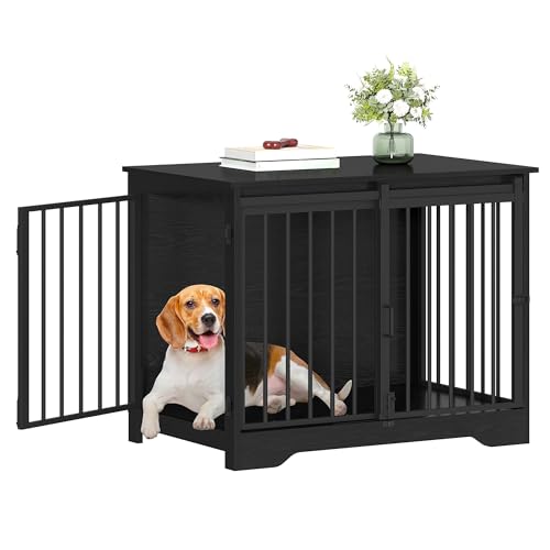 Hzuaneri Hundekäfig Möbel, 81cm hundebox für zuhause, Schiebetüren, 2 Türen, Moderne hundebox Holz Indoor für kleine/mittlere Hunde, Hundekäfig für Zuhause, 55x81x67,5cm, Schwarz DFC83604B Hzuaneri Hundekäfig Möbel, 81cm hundebox für zuhause, Schiebetüren, 2 Türen, Moderne hundebox Holz Indoor für kleine/mittlere Hunde, Hundekäfig für Zuhause, 55x81x67,5cm, Schwarz DFC83604B von Hzuaneri
