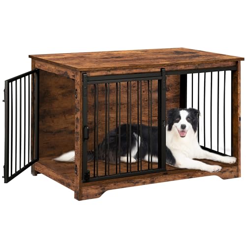 Hzuaneri Hundekäfig Möbel, 100cm hundebox für zuhause, Schiebetüren, 2 Türen, Moderne hundebox Holz Indoor für kleine/mittlere/große Hunde, Hundekäfig für Zuhause, 60 x 100 x 68 cm, Vintagebraun Hzuaneri Hundekäfig Möbel, 100cm hundebox für zuhause, Schiebetüren, 2 Türen, Moderne hundebox Holz Indoor für kleine/mittlere/große Hunde, Hundekäfig für Zuhause, 60 x 100 x 68 cm, Vintagebraun von Hzuaneri