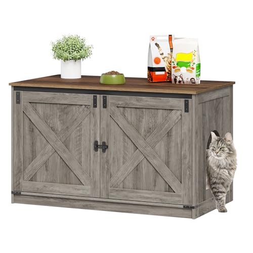 Hzuaneri Katzenklo Schrank, Katzenschrank, Katzentoilette mit Herausnehmbarer Trennwand, Katzenhaus, Umkehrbarer Eingang Links oder Rechts, 100 x 55 x 60 cm, Vintagebraun Und Greige CB84705X Hzuaneri Katzenklo Schrank, Katzenschrank, Katzentoilette mit Herausnehmbarer Trennwand, Katzenhaus, Umkehrbarer Eingang Links oder Rechts, 100 x 55 x 60 cm, Vintagebraun Und Greige CB84705X von Hzuaneri