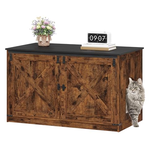 Hzuaneri Katzenklo Schrank, Katzenschrank, Katzentoilette mit Herausnehmbarer Trennwand, Katzenhaus, Umkehrbarer Eingang Links oder Rechts, als Sideboard, 100 x 55 x 60 cm, Braun und Schwarz CB84701X Hzuaneri Katzenklo Schrank, Katzenschrank, Katzentoilette mit Herausnehmbarer Trennwand, Katzenhaus, Umkehrbarer Eingang Links oder Rechts, als Sideboard, 100 x 55 x 60 cm, Braun und Schwarz CB84701X von Hzuaneri