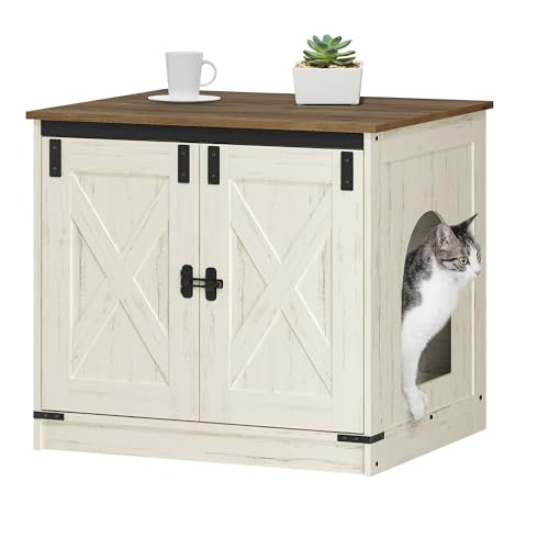 Hzuaneri Katzenklo Schrank, Katzenschrank, Katzentoilette mit Herausnehmbarer Trennwand, Katzenhaus, Umkehrbarer Eingang Links oder Rechts, als Sideboard, 60 x 50 x 54 cm, Vintagebraun-Weiß CB84514X Hzuaneri Katzenklo Schrank, Katzenschrank, Katzentoilette mit Herausnehmbarer Trennwand, Katzenhaus, Umkehrbarer Eingang Links oder Rechts, als Sideboard, 60 x 50 x 54 cm, Vintagebraun-Weiß CB84514X von Hzuaneri