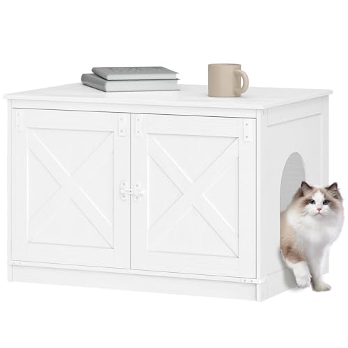 Hzuaneri Katzenklo Schrank, Katzenschrank, Katzentoilette mit Herausnehmbarer Trennwand, Katzenhaus, Umkehrbarer Eingang Links oder Rechts, als Sideboard, 80 x 50 x 54 cm, Weiß CB86613W Hzuaneri Katzenklo Schrank, Katzenschrank, Katzentoilette mit Herausnehmbarer Trennwand, Katzenhaus, Umkehrbarer Eingang Links oder Rechts, als Sideboard, 80 x 50 x 54 cm, Weiß CB86613W von Hzuaneri