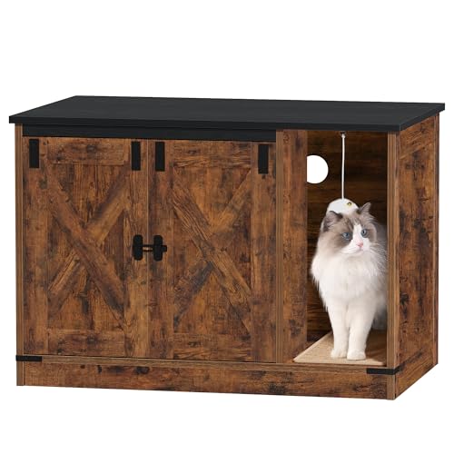 Hzuaneri Katzenschrank, Katzenklo Schrank, Versteckte Katzentoilette Kabinett Möbel mit Katzenglocke, Indoor-Katzenhaus, 80 x 50 x 53 cm, für Flur, Schlafzimmer, Braun und Schwarz CB82401X Hzuaneri Katzenschrank, Katzenklo Schrank, Versteckte Katzentoilette Kabinett Möbel mit Katzenglocke, Indoor-Katzenhaus, 80 x 50 x 53 cm, für Flur, Schlafzimmer, Braun und Schwarz CB82401X von Hzuaneri