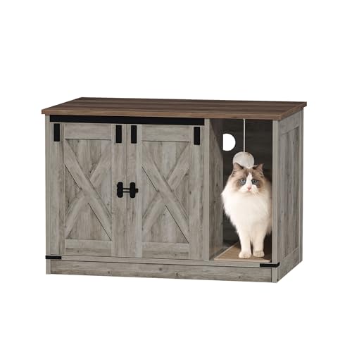 Hzuaneri Katzenschrank, Katzenklo Schrank, Versteckte Katzentoilette Kabinett Möbel mit Katzenglocke, Indoor-Katzenhaus, 80 x 50 x 53 cm, für Flur, Schlafzimmer, Vintagebraun Und Greige CB82405X Hzuaneri Katzenschrank, Katzenklo Schrank, Versteckte Katzentoilette Kabinett Möbel mit Katzenglocke, Indoor-Katzenhaus, 80 x 50 x 53 cm, für Flur, Schlafzimmer, Vintagebraun Und Greige CB82405X von Hzuaneri