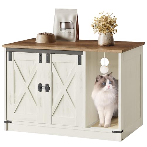 Hzuaneri Katzenschrank, Katzentoilette, Katzenklo Schrank, Versteckte Katzentoilette Kabinett Möbel mit Katzenglocke, Indoor-Katzenhaus, 80 x 50 x 53 cm, für Flur, Schlafzimmer, Vintagebraun-Weiß Hzuaneri Katzenschrank, Katzentoilette, Katzenklo Schrank, Versteckte Katzentoilette Kabinett Möbel mit Katzenglocke, Indoor-Katzenhaus, 80 x 50 x 53 cm, für Flur, Schlafzimmer, Vintagebraun-Weiß von Hzuaneri