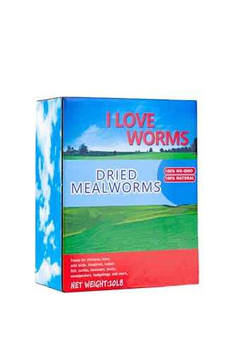 I LOVE WORMS Getrocknete Mehlwürmer (4,5 kg), 100% natürliche, gentechnikfreie Mehlwürmer mit hohem Proteingehalt für Hühner, Vögel, Enten, Reptilien, Schildkröten, Amphibien, Eidechsen von I LOVE WORMS