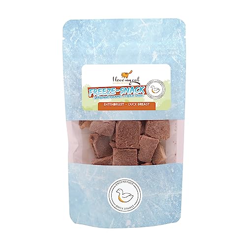 I Love My Cat Freeze-Snack für Katzen mit Entenbrust – 25 g – Gefriergetrocknete Leckerlis, Getreidefrei, Kohlenhydratarm & Leicht Verdaulich – Unterstützt den Muskelaufbau von I love my cat NATURAL CAT FOOD