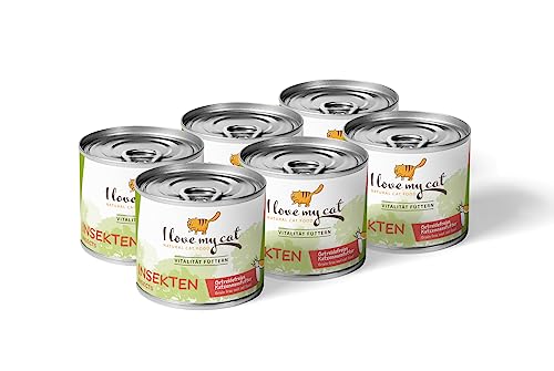 I Love My cat Getreidefreies Nassfutter für Katzen mit Insektengeschmack 6er Pack (6 x 200 g) - für Katzen mit Allergien und Nierenkrankheiten von I love my cat NATURAL CAT FOOD