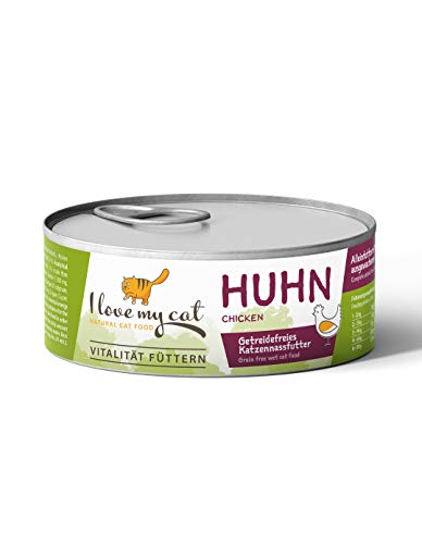 I love my cat Katzenfutter Nass mit Huhn Getreidefrei Frei von Getreide und Anderen Ungeeigneten Inhaltsstoffen Enthält Natürliche Zutaten für Eine Ausgewogene Fütterung 100 g von I love my cat