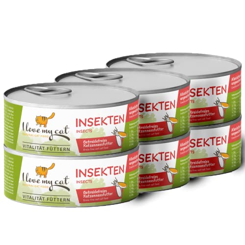 I Love My Cat Insekten-Rezept Nassfutter, 6 x 100g - Getreidefrei, Hochverdaulich, Natürliche Inhaltsstoffe, Ideal für Sensible Katzen, 600g Gesamt von I love my cat