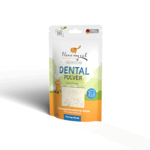 I love my cat Dental Pulver – 80 g. Natürliche Katzenzahnpflege ohne künstliche Zusätze. Zahnpulver für Katzen mit Ascophyllum nodosum. Wirksam gegen Zahnbelag und Zahnstein. von I love my cat