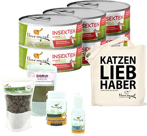 I love my cat Sparset für Bengalkatze Nassfutter und Soft-Snacks mit Insekten Nahrungsergänzung und Augenpflege Tropfen und Dental Pulver enthält ausreichend Eiweiß und ist getreidefrei 0,775 kg von I love my cat