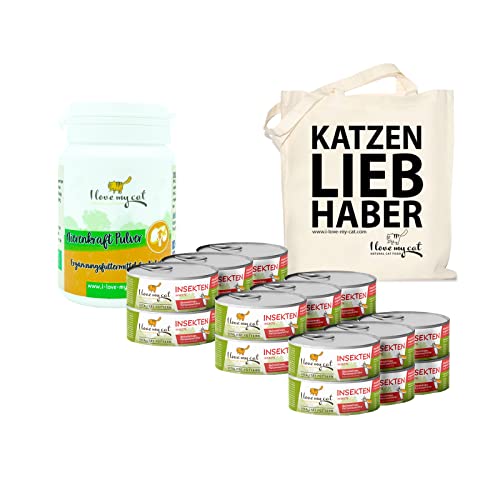 I Love My Cat Sparset für Katzen mit Nierenschwäche Hypoallergenes Getreidefreies Nassfutter mit Insekten und Nahrungsergänzung Nierenkraft Pulver 1,84 kg von I love my cat