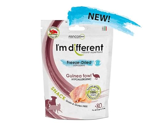 I'm Different Gefriergetrockneter Faraona Snack für Katzen und Hunde, 80 Stück, 40 Gramm von I'm Different