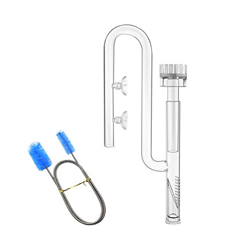 IAFVKAI 17mm Lily Pipe aus Glas für Aquatic Inflow mit Oberflächenskimmer für Aquariumfilter 5/8" i.d. (16/22 mm) Schläuche und Flexible Edelstahl-Reinigungsbürste für Aquarium-Bepflanzungsbecken von IAFVKAI