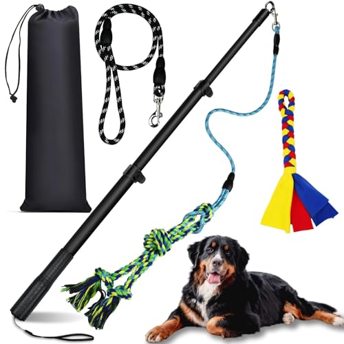IAIGOGO Flirt Pole für Hunde, Haustier Flirt Stick, Dog Teaser Zauberstab Spielstange mit Fleeceseil Köder Kauspielzeug, Outdoor Hundespielzeug für kleine, mittelgroße und große Hunde, Welpen IAIGOGO Flirt Pole für Hunde, Haustier Flirt Stick, Dog Teaser Zauberstab Spielstange mit Fleeceseil Köder Kauspielzeug, Outdoor Hundespielzeug für kleine, mittelgroße und große Hunde, Welpen von IAIGOGO