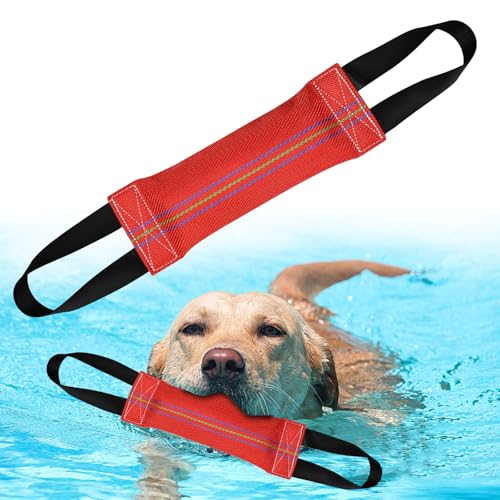 IAIGOGO Hundespielzeug, interaktives Zugspielzeug mit 2 starken Griffen, Wasserspielzeug für Hunde, ideal für kleine, mittelgroße und große Hunde, zum Trainieren, Tauziehen und Apportieren, Rot von IAIGOGO