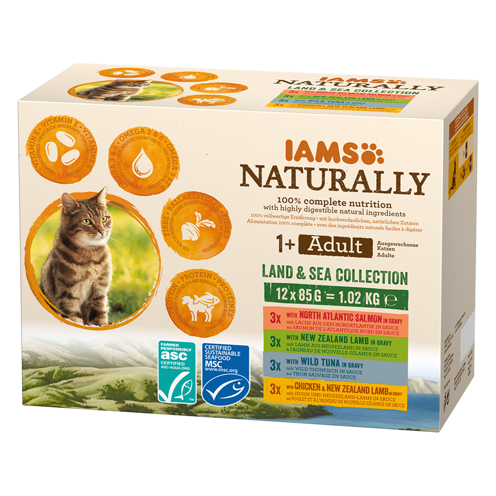 IAMS Naturally Cat Adult Land & Sea Collection - 12 x 85 g von Iams