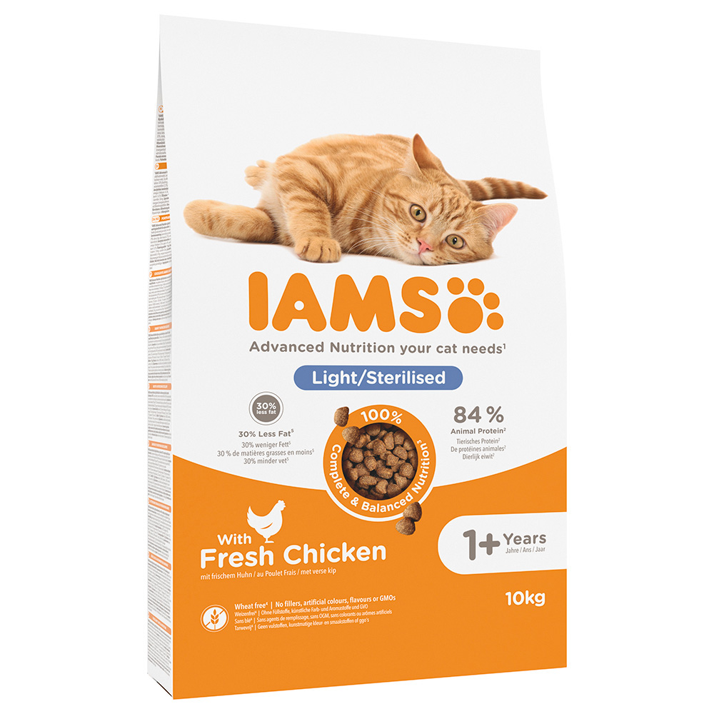 Sparpaket IAMS 2 x Großgebinde - Ausgewachsene sterilisierte Katzen Huhn - 2 x 10 kg von Iams
