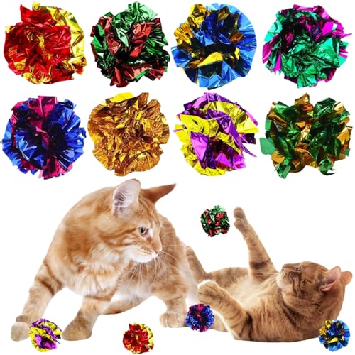 IATAHI Knisterball für Katzen,20pcs Bunte Katze Spielzeug Bälle,Cat Crinkle Ball,Bunte Katze Spielzeug Bälle,Bunte Katzenspielbälle,Kätzchen Interaktives Ballspielzeug von IATAHI