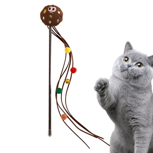 IAZE Interaktives Katzenspielzeug, Katzen-Teaser-Stick - Interaktives Katzenspielzeug - Katzen-Teaser-Stick-Spielzeug, Heimtierbedarf für drinnen und draußen, Katzen, Kätzchen, zum Trainieren und von IAZE
