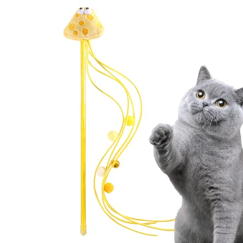 IAZE Katzenstabspielzeug, interaktives Katzenspielzeug,Niedliches Teaser-Zauberstab-Katzenspielzeug | Katzen-Teaser-Stick-Spielzeug, Heimtierbedarf für drinnen und draußen, Katzen, Kätzchen, zum von IAZE