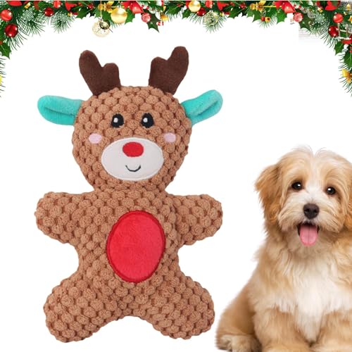 IAZE Weihnachten quietschendes Plüsch-Hundespielzeug, Süßes quietschendes Hundespielzeug, Gehirnstimulierendes Spielzeug zum Kauen und Apportieren – niedliches, ausgestopftes Hundespielzeug mit von IAZE